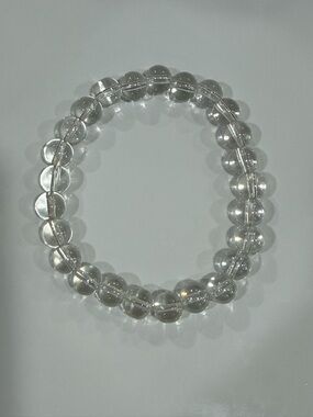 Rainbow Aura Crystal Clear Quartz Stretch Bead Bracelet 8mm